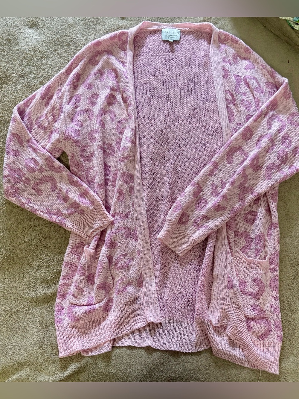Hayden Pink Leopard Print Open-Front Cardigan